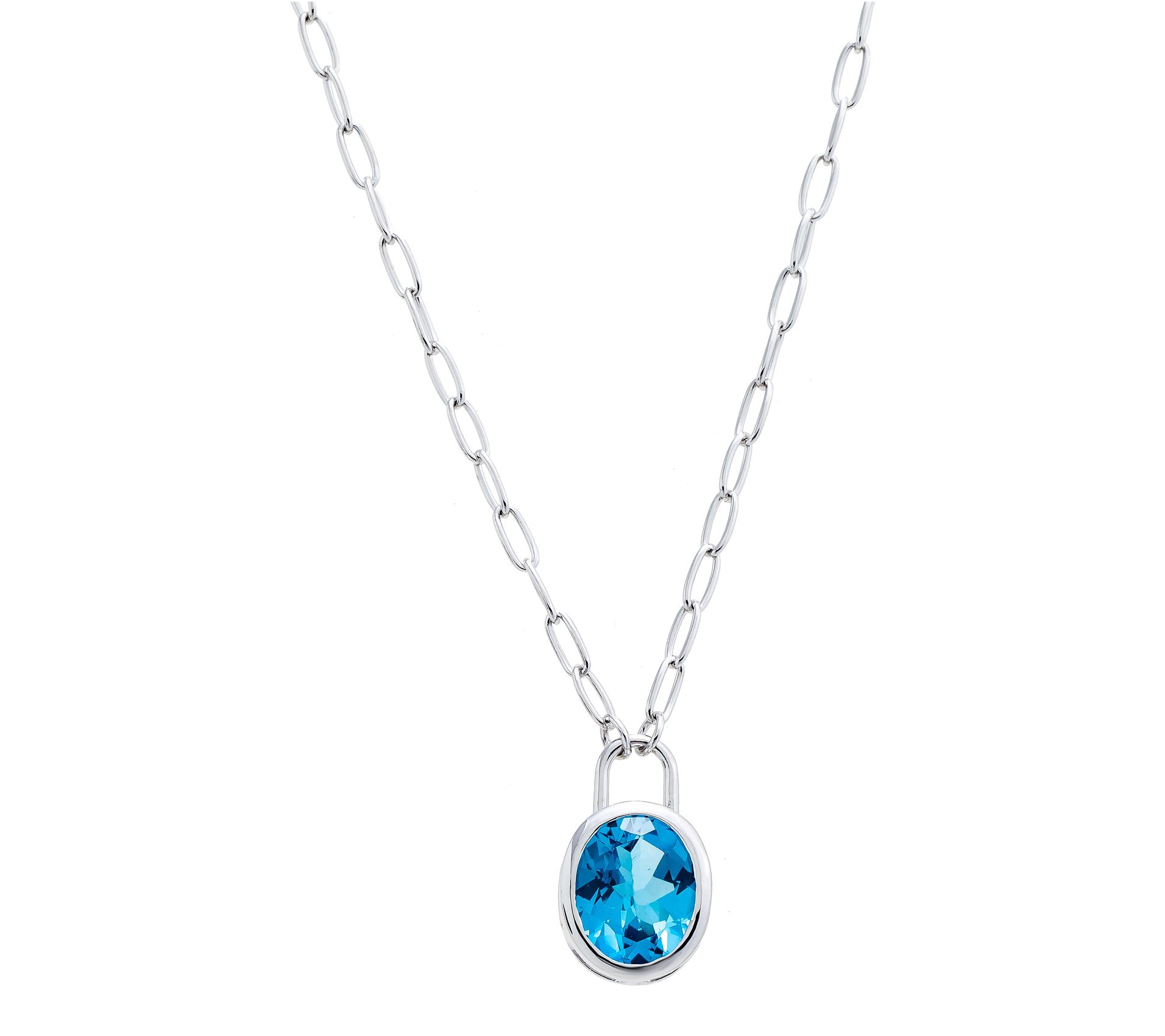 Affinity Gems Oval Cut Gemstone Necklace, Sterling Silver