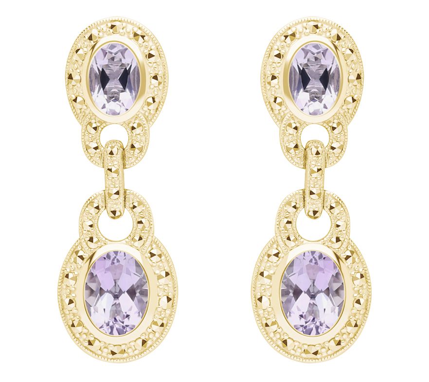 Dallas Prince Chrome Marcasite & Gemstone Earrings, 14K Clad