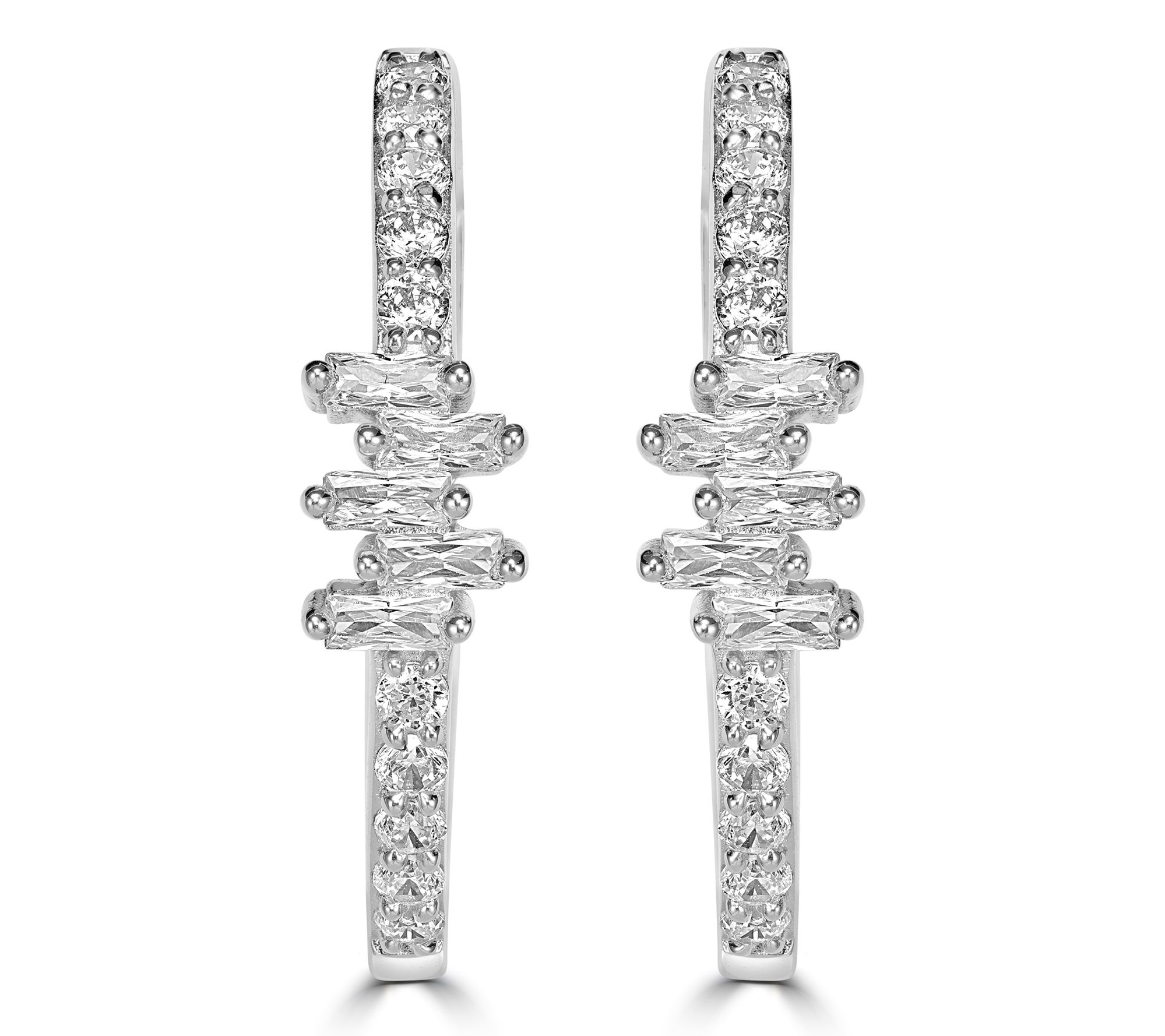  Diamonique x Kathy Levine 1.10 cttw Hoop Earrings, Sterling