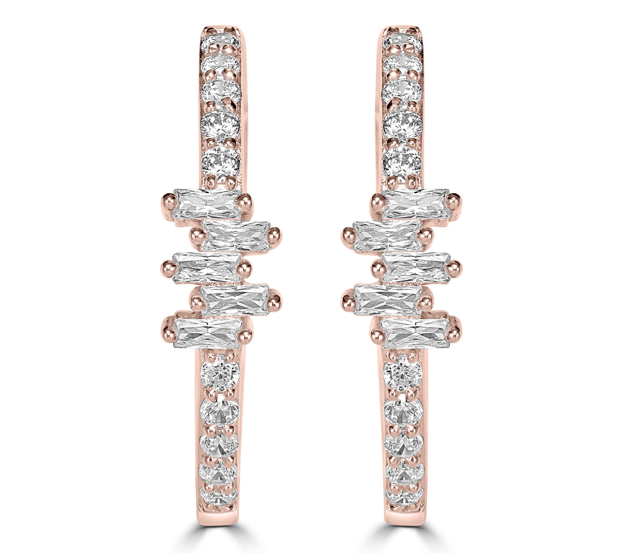 Diamonique x Kathy Levine 1.10 cttw Hoop Earrings, Sterling