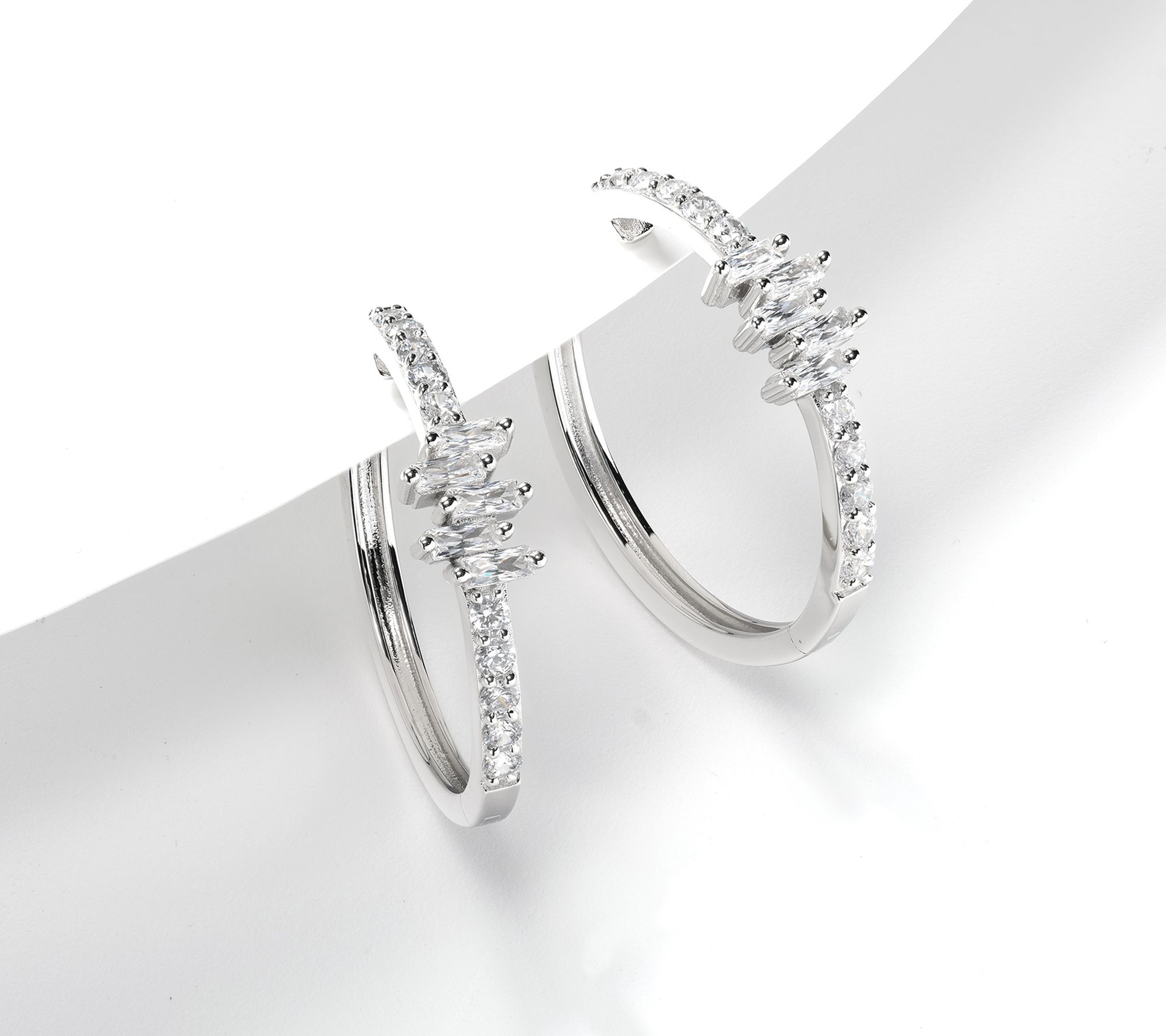 Diamonique x Kathy Levine 1.10 cttw Hoop Earrings, Sterling