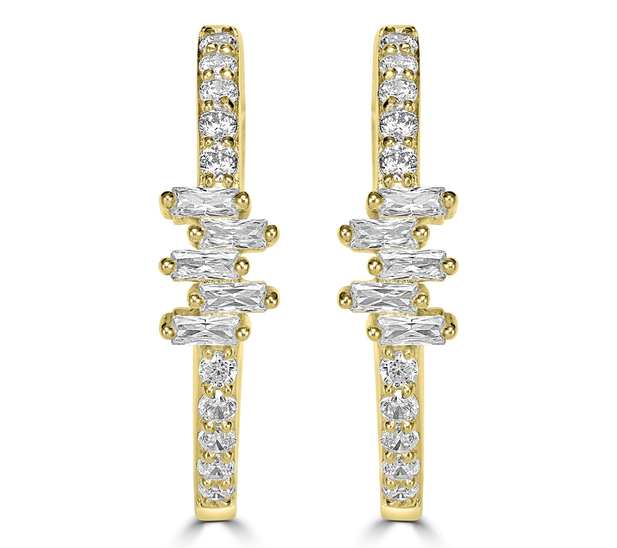 Diamonique x Kathy Levine 1.10 cttw Hoop Earrings, Sterling