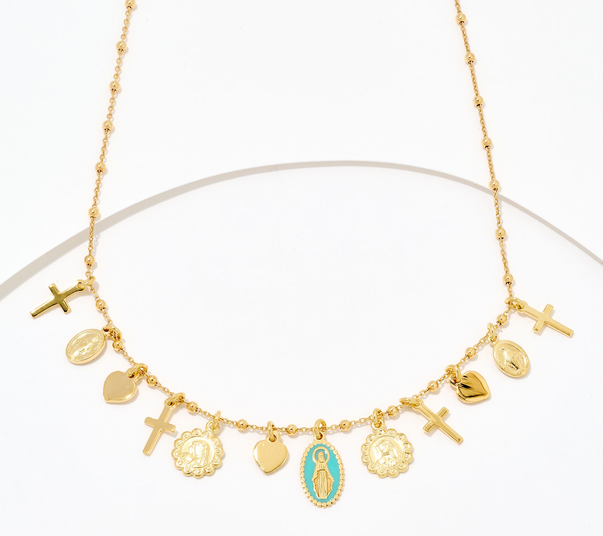 "As Is" David Markstein Sterl Silver Heart & Cross Charm Necklace