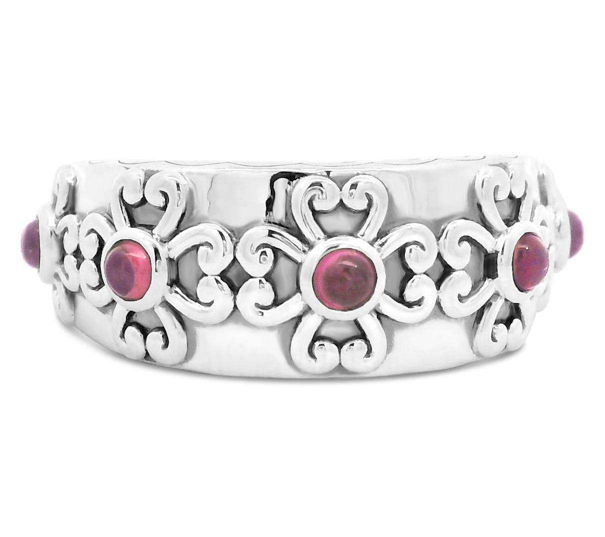 Elyse Ryan Sterling Silver Gemstone Heart MotifBand Ring