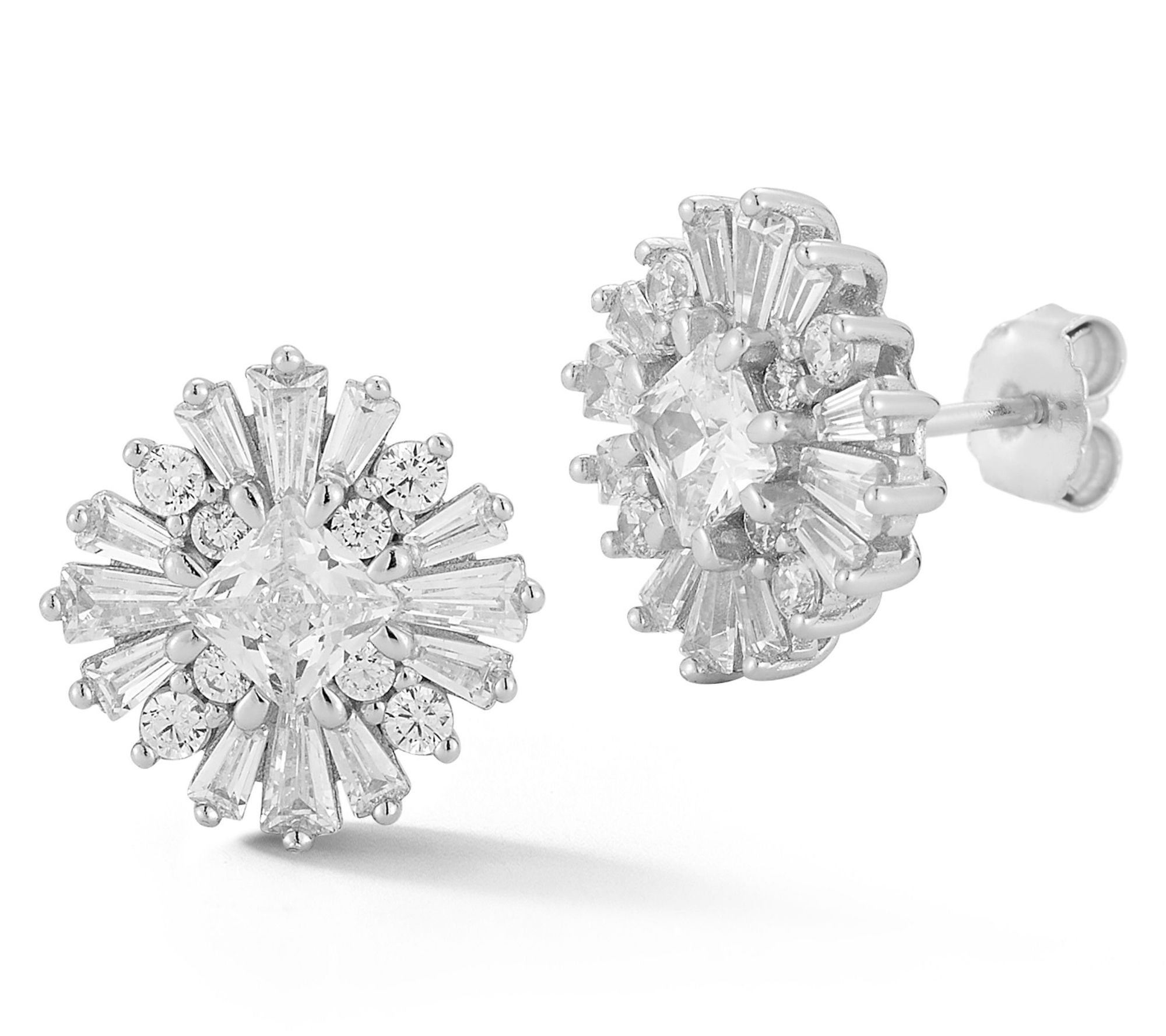 Sterlina Silver Floral Cluster Stud Earrings, Sterling