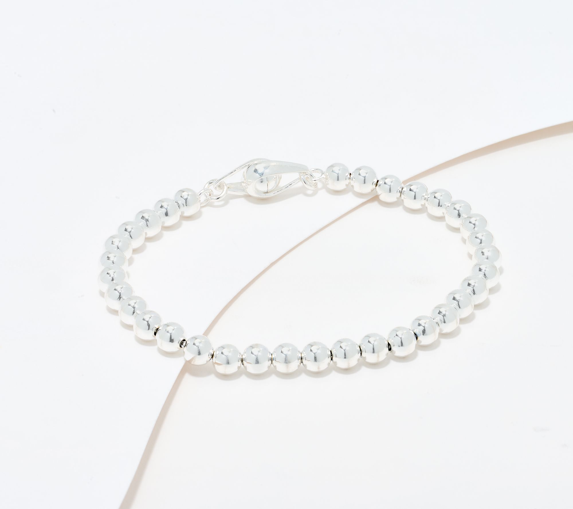 UltraFine 950 Silver Beaded Chain Magnetic Clasp Bracelet