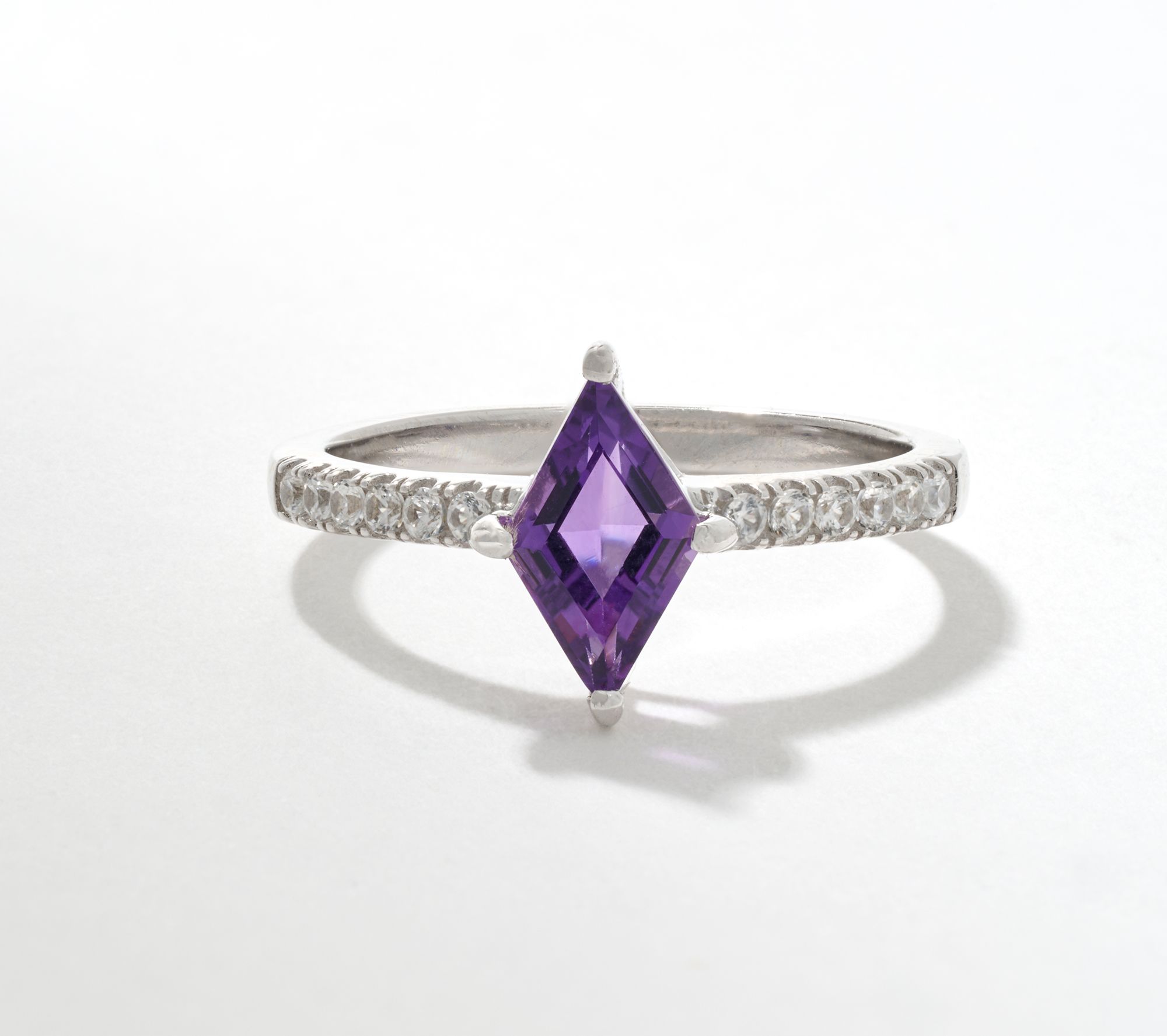 Affinity Gems Precious Gem & White Zircon Kite Cut Ring Sterling Silver