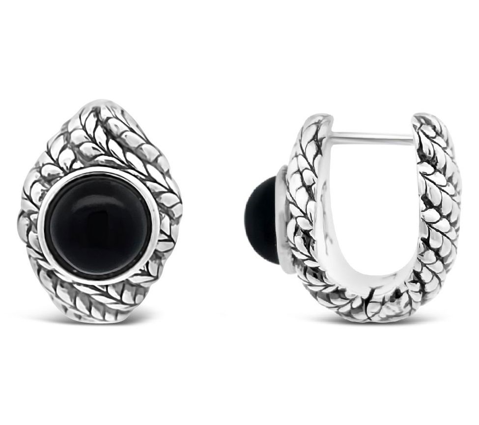 Tiffany Kay Studio Sterling Onyx Huggie Hoop Earrings