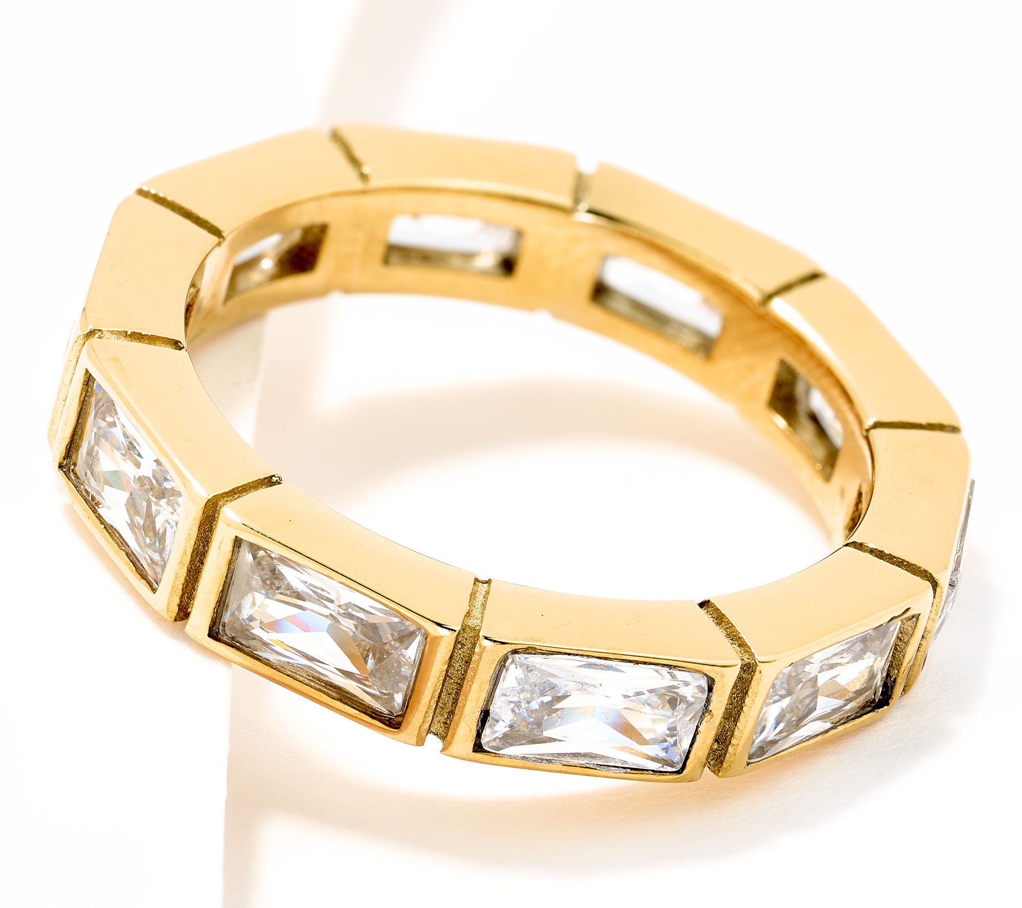 Steel by Diamonique Baguette Eternity Band