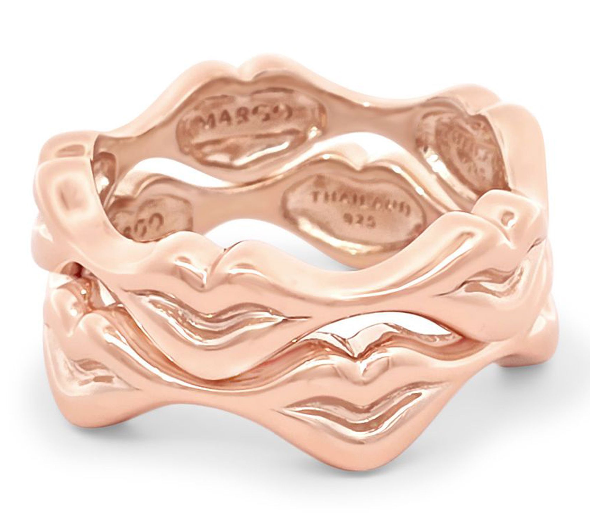 Margo Manhattan 14K Rose Gold Clad InterlockingLips Ring Set