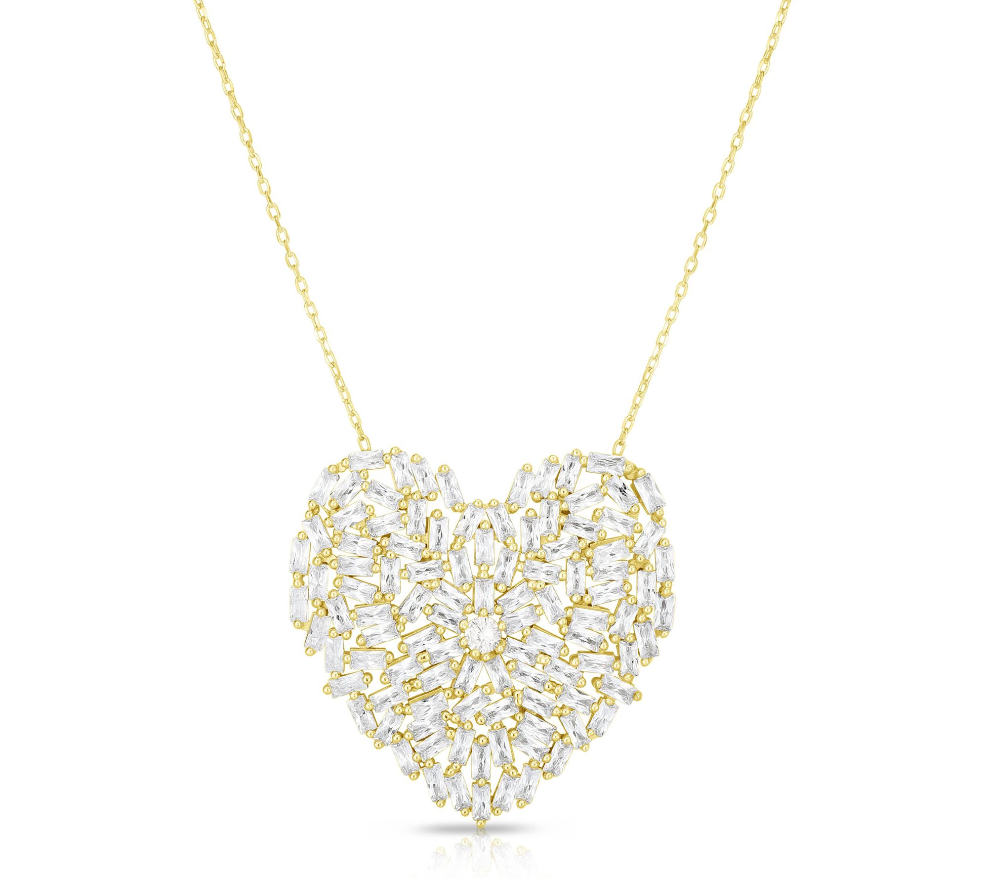 Sterlina Silver Pave Radiant Heart Necklace, Sterling
