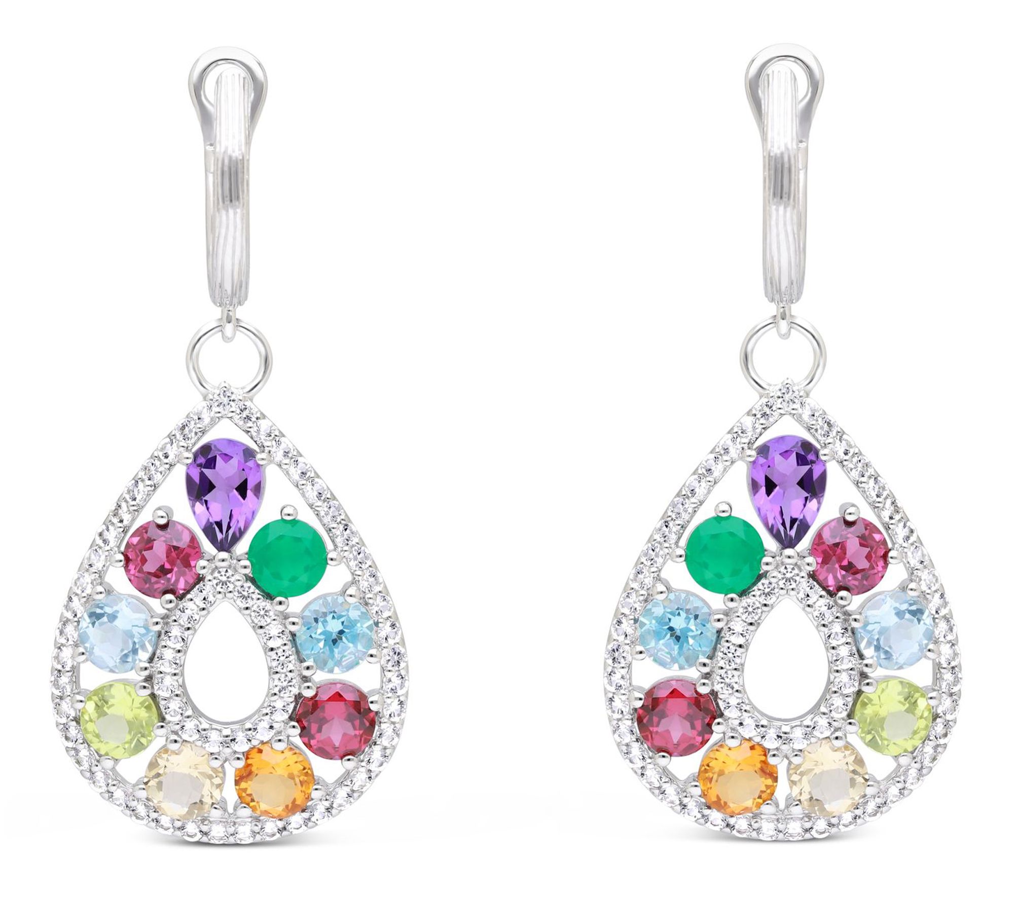 Ariva Sterling Silver Multi-Gemstone Kaleidoscope Earrings