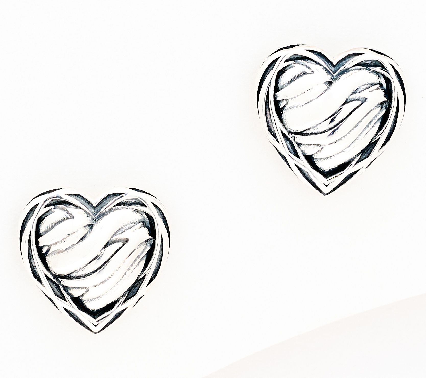 Christian James by Scott Grimes Sterling Silver Ripple Heart Stud Earrings