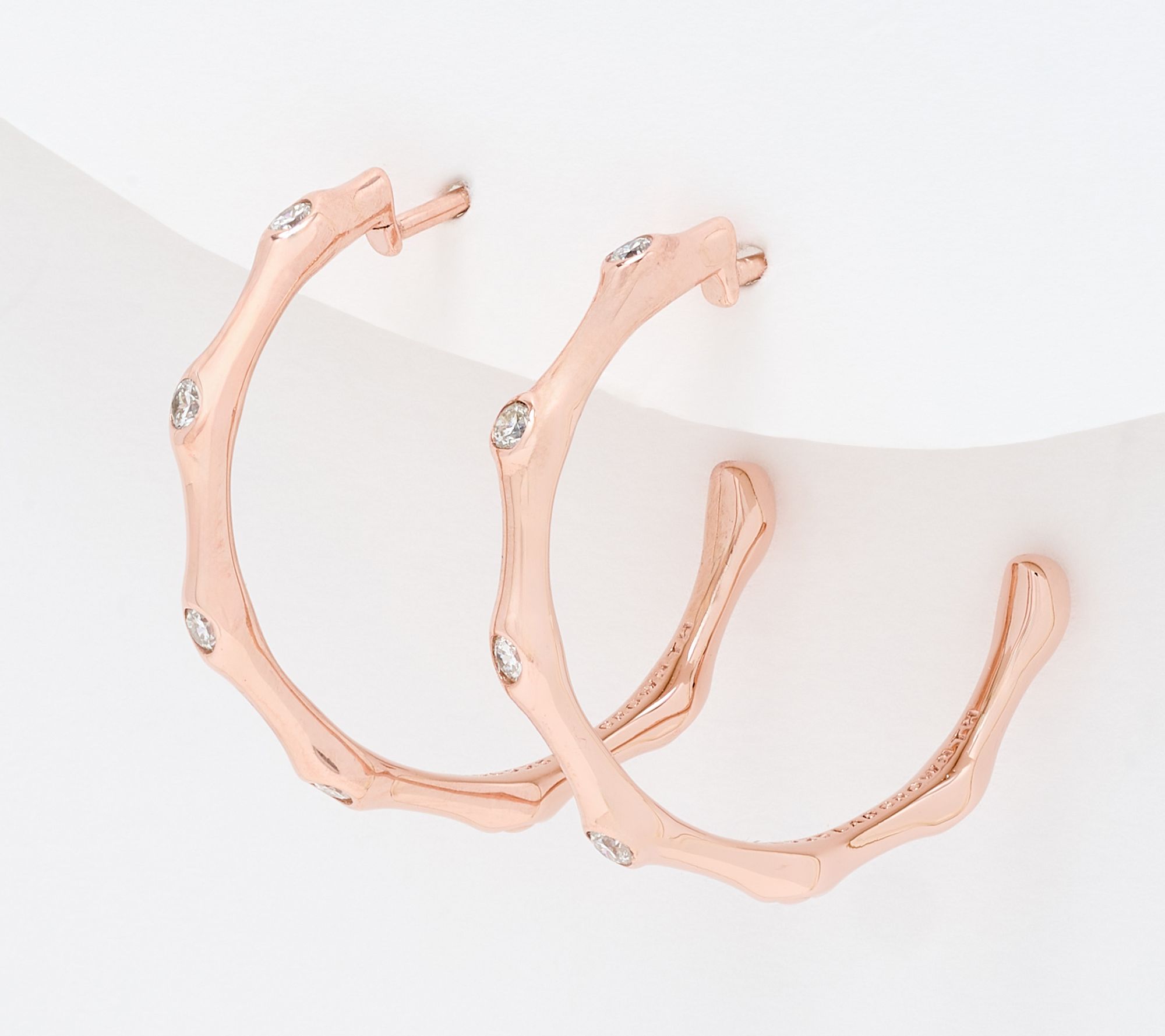 Fire Light Lab Grown Diamonds .24 cttw Bamboo Hoop Earrings