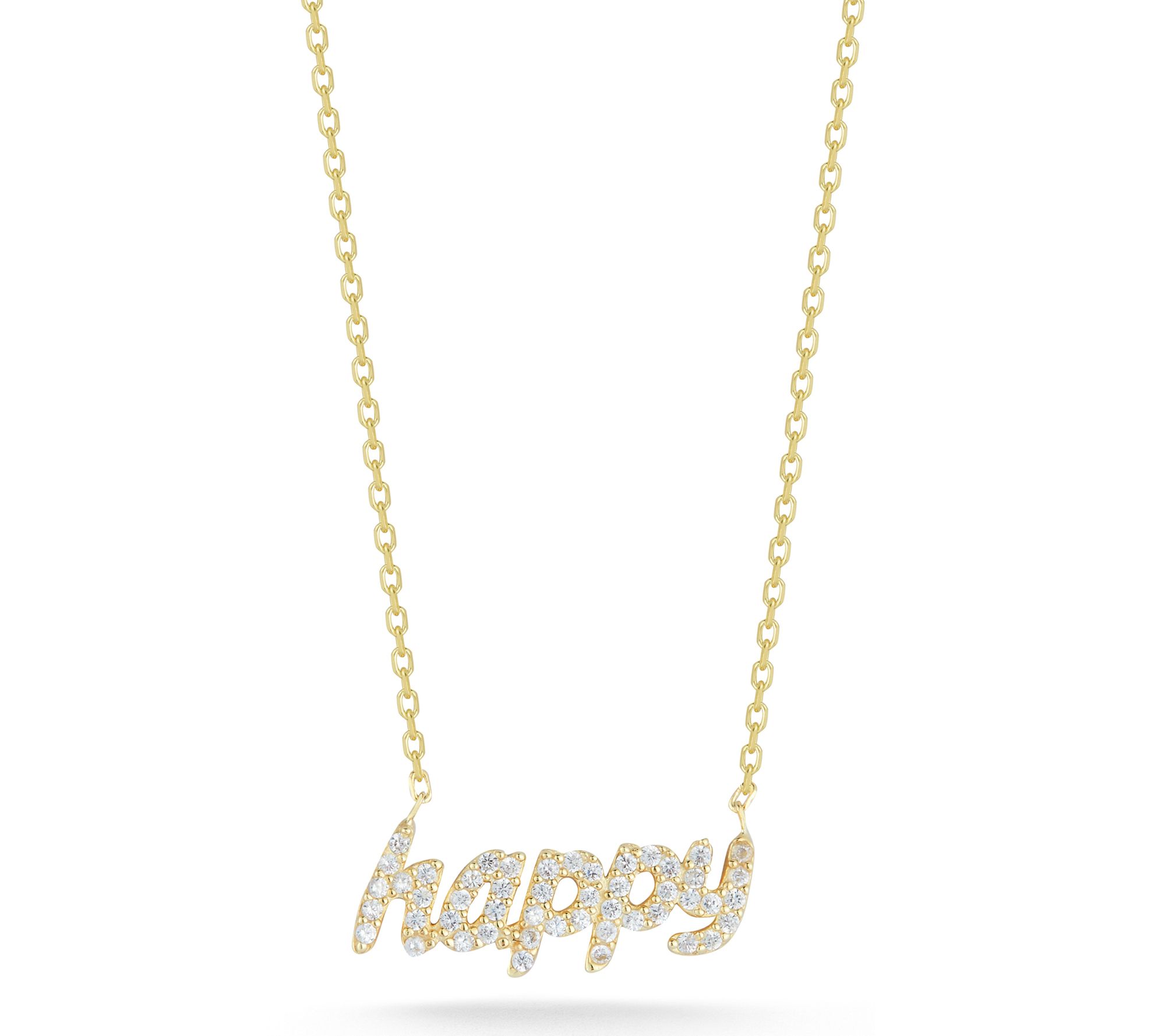 Sterlina Silver Pave Happy Necklace, Sterling