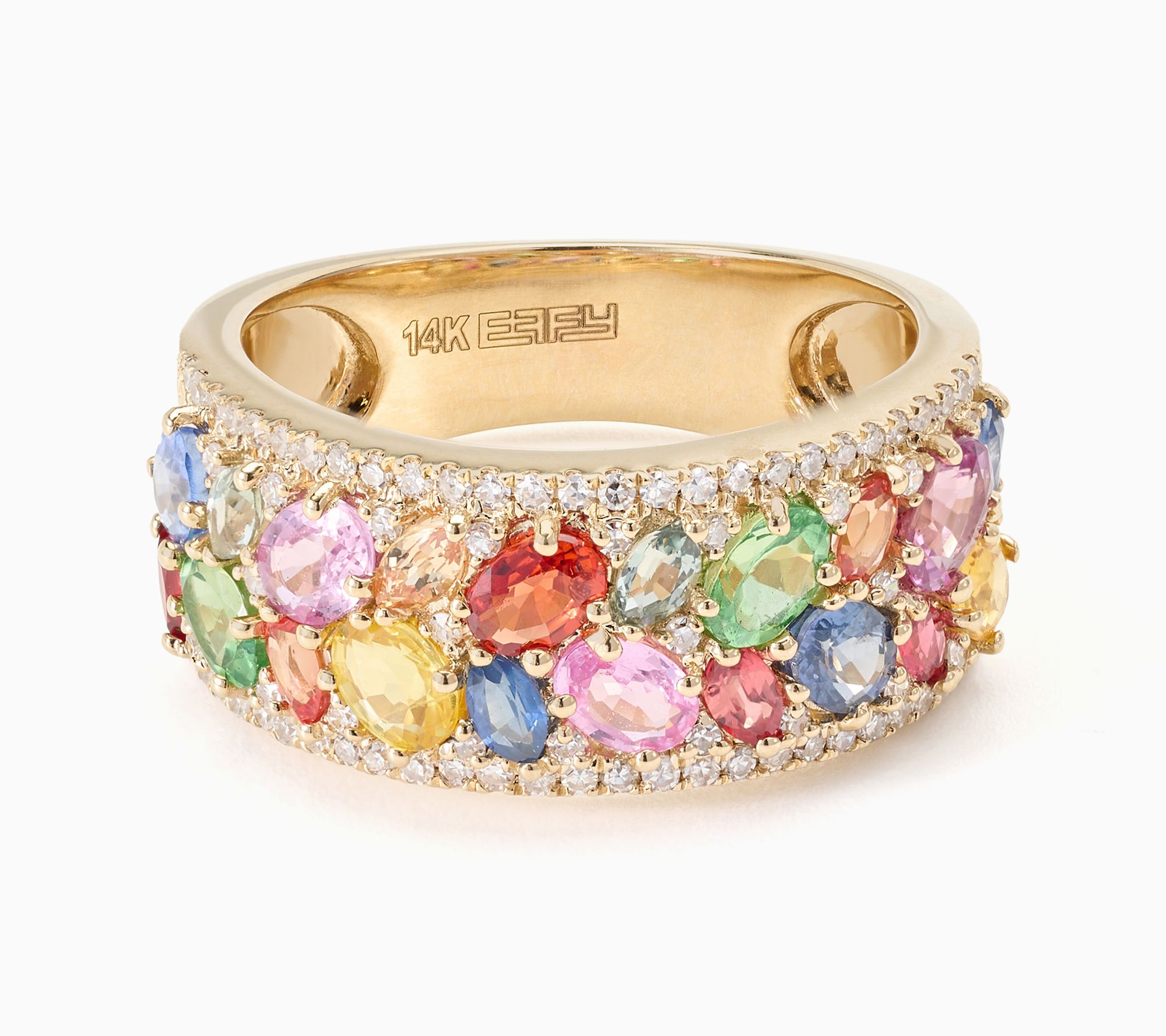 Effy 2.45cttw Multi Sapphire & Diamond Ring, 14K Yellow Gold