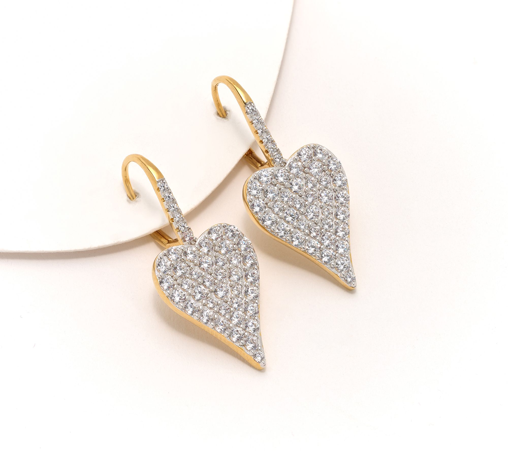  Diamonique x Jennifer Miller Pave Heart Earrings, Sterling Silver
