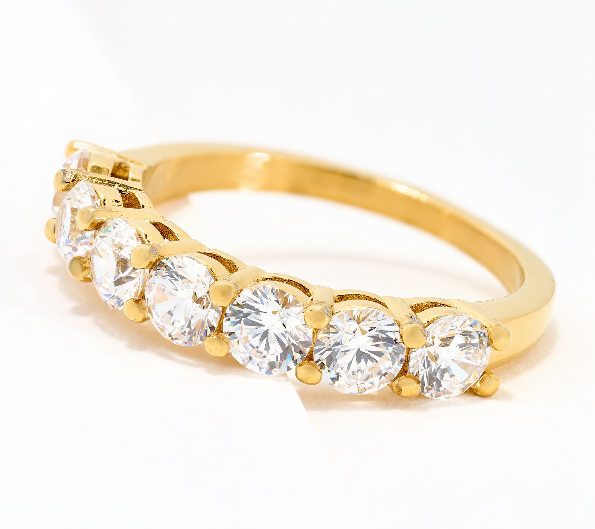 "As Is" Steel by Diamonique Classic Half Eternity Band Ring