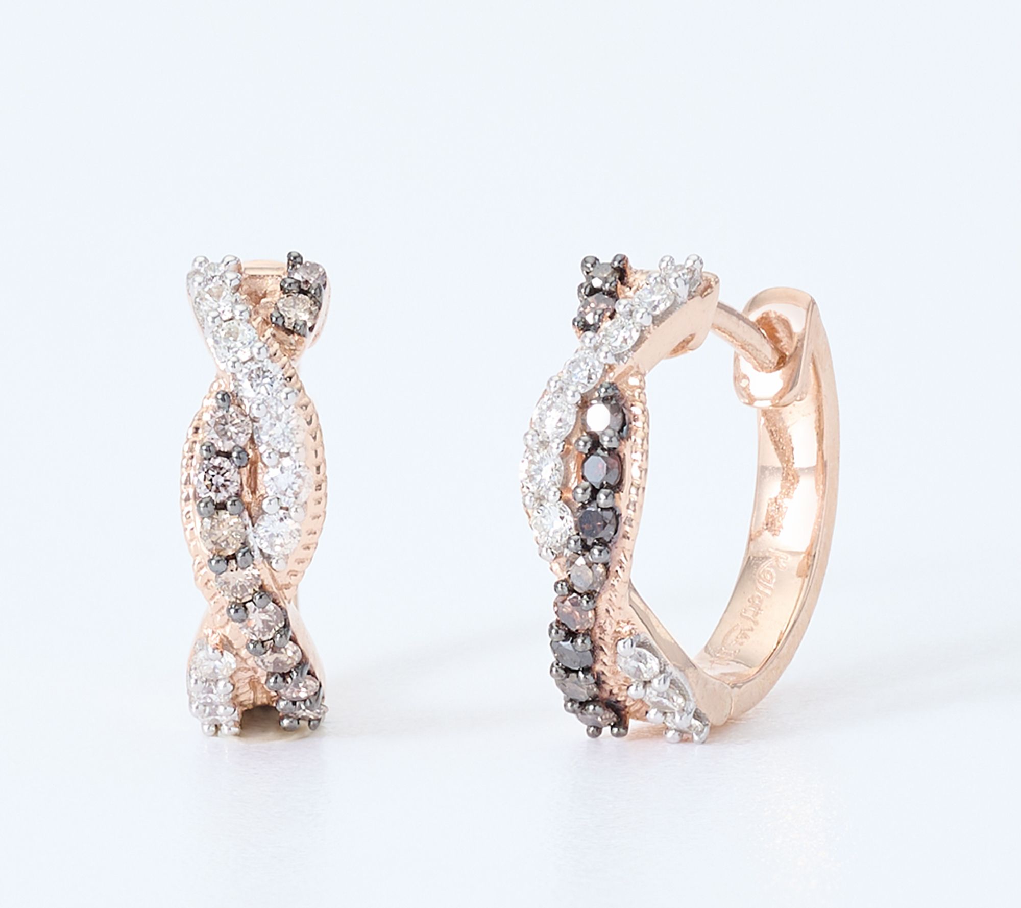 Kallati 0.23 cttw Diamond Twist Hoop Earring, 14k Gold
