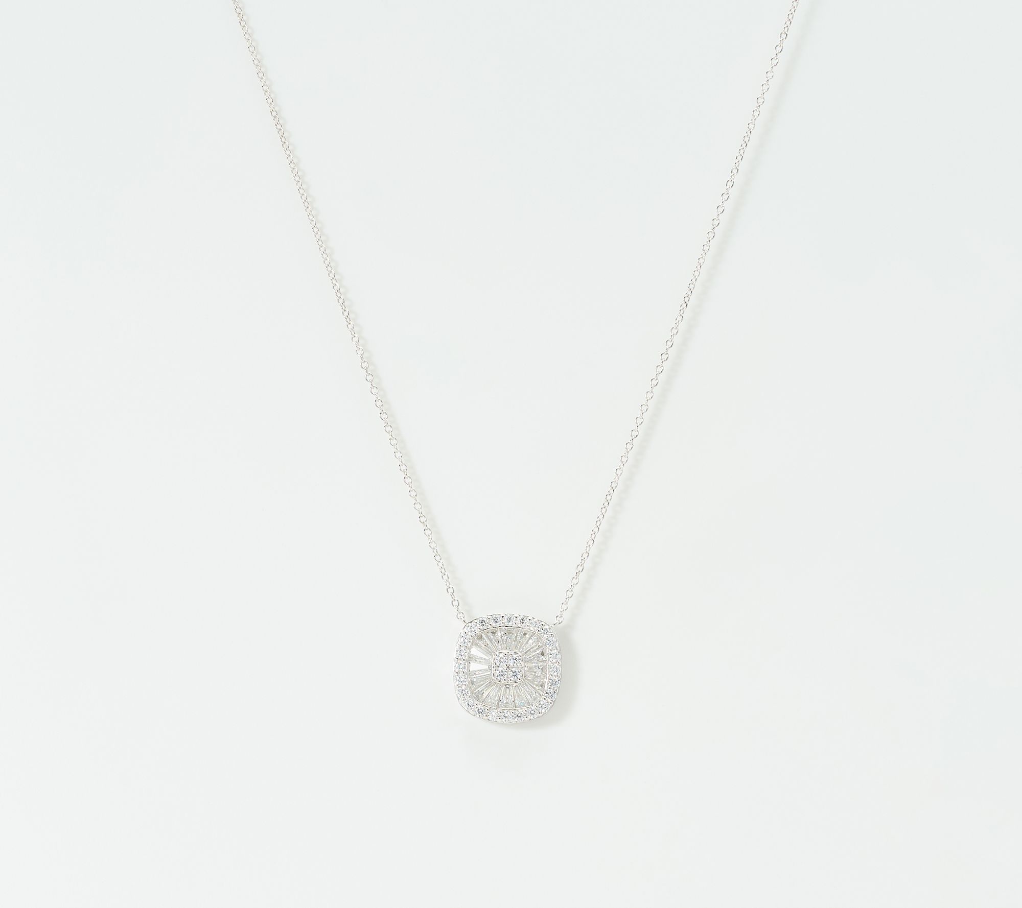 Diamonique x Jennifer Miller Sunburst Baguette Necklace, Sterl