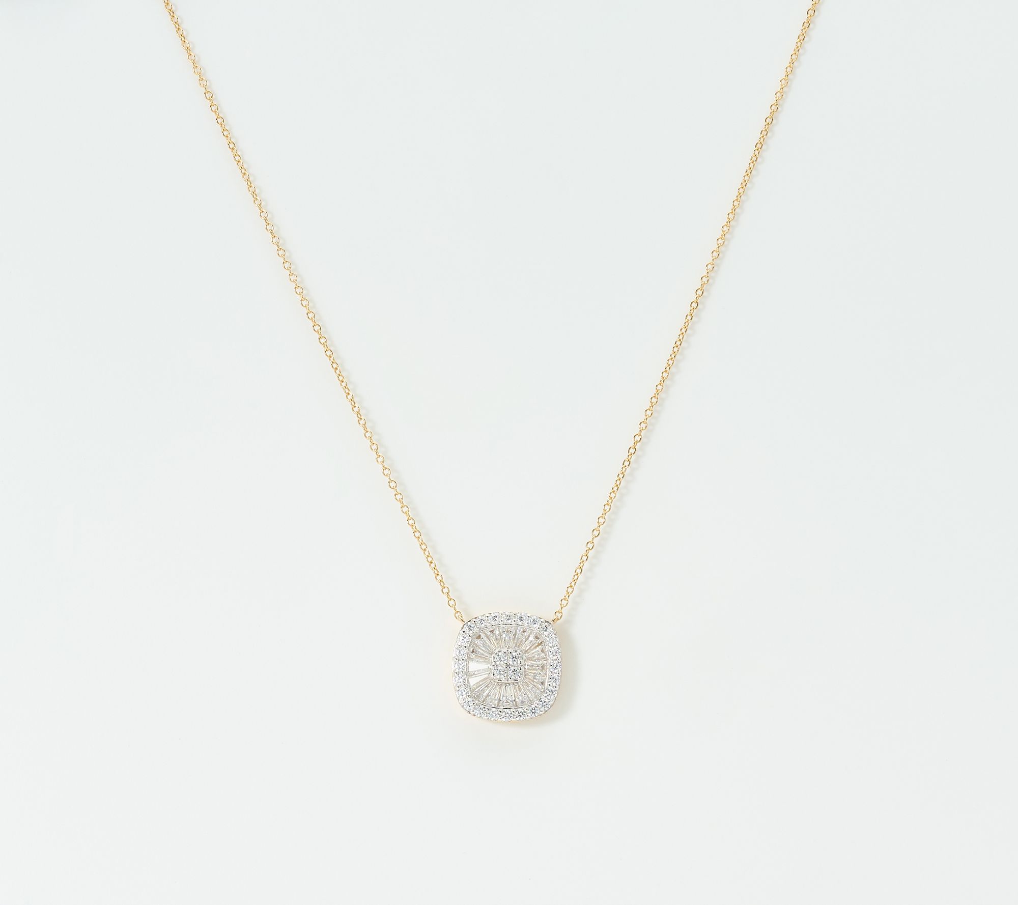 Diamonique x Jennifer Miller Sunburst Baguette Necklace, Sterl