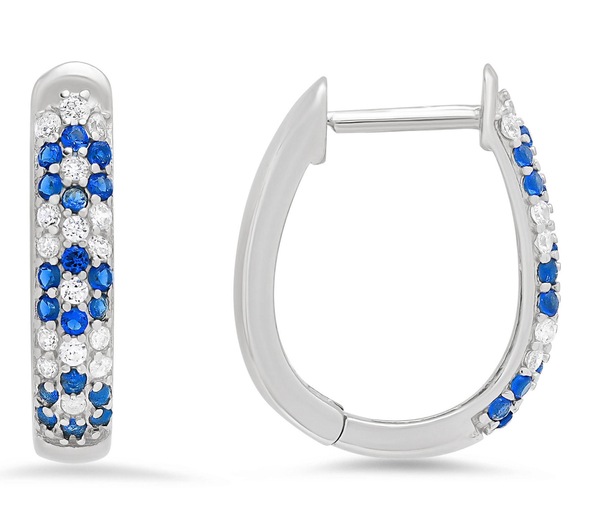 Diamonique Floral Hinged Hoop Earrings, Sterling Silver