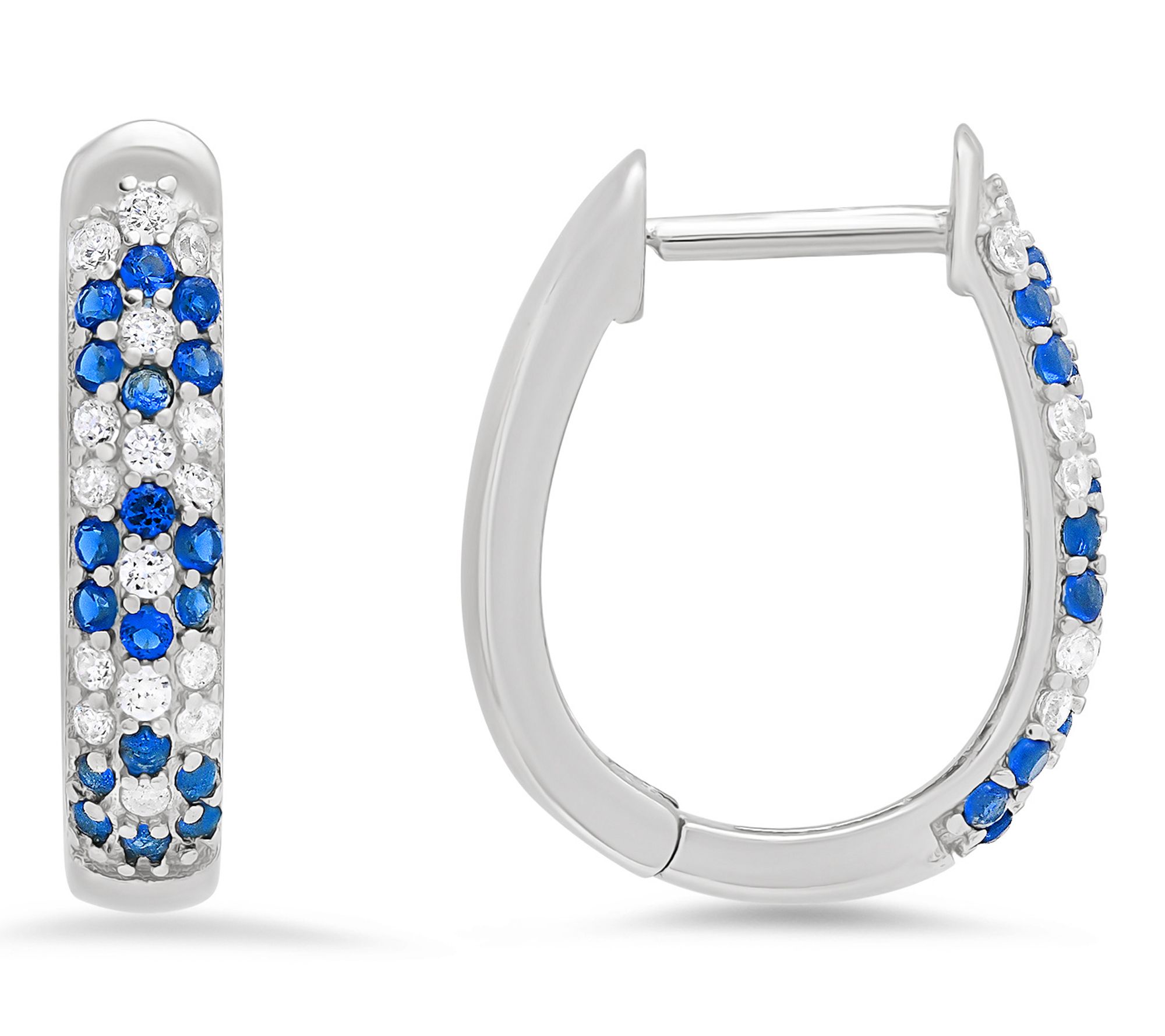 Diamonique Floral Hinged Hoop Earrings, Sterling Silver