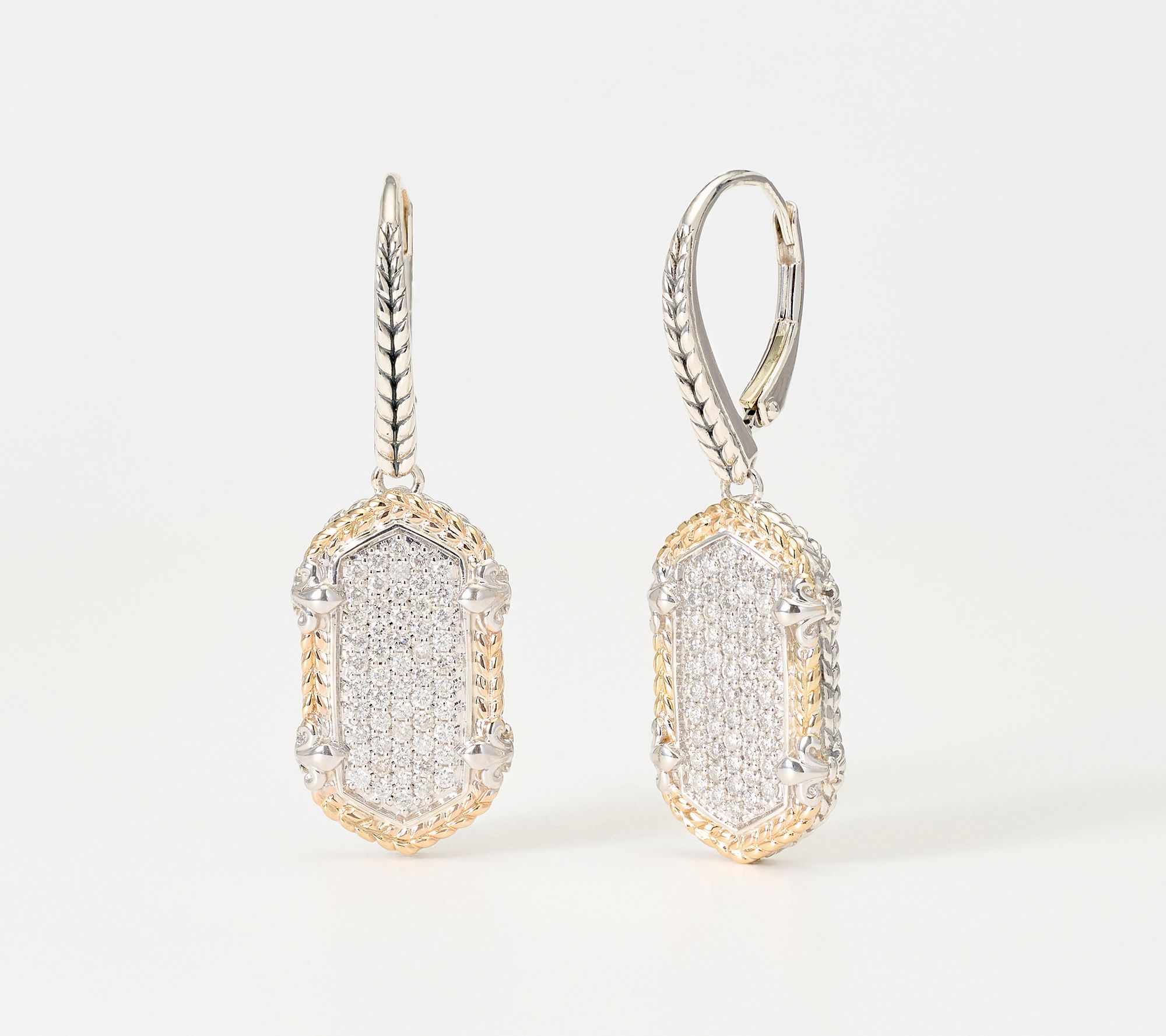 JAI Sterling Silver & 14K Gold Basketweave Drop Earrings