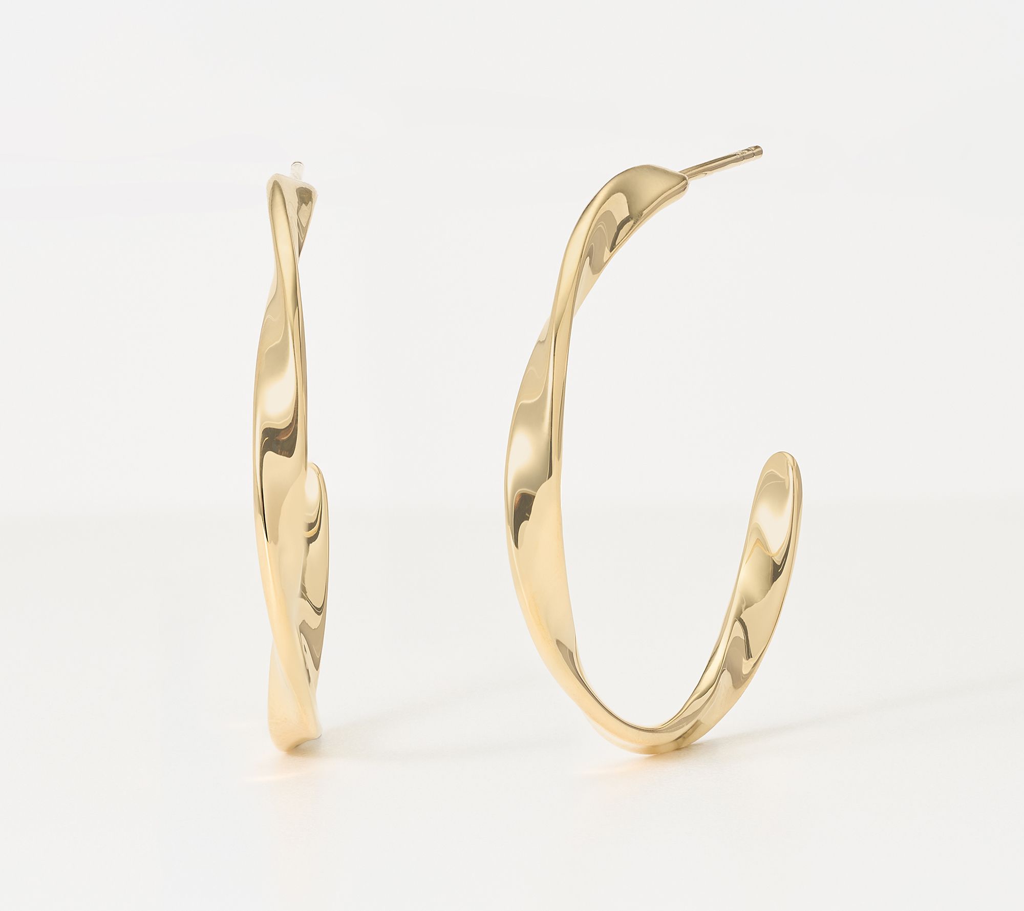 Christian James by Scott Grimes 14K Gold Plated 1-1/2" Ripple Hoop Earrings