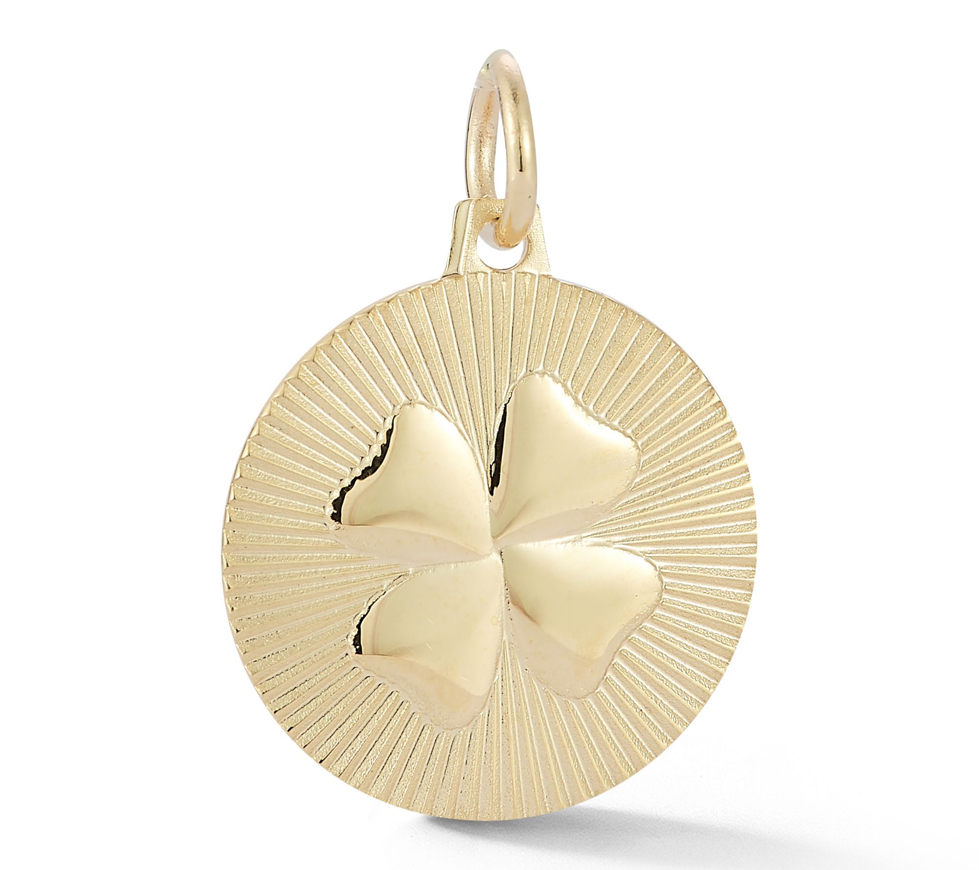 Italian Gold Clover Disc Pendant, 14K