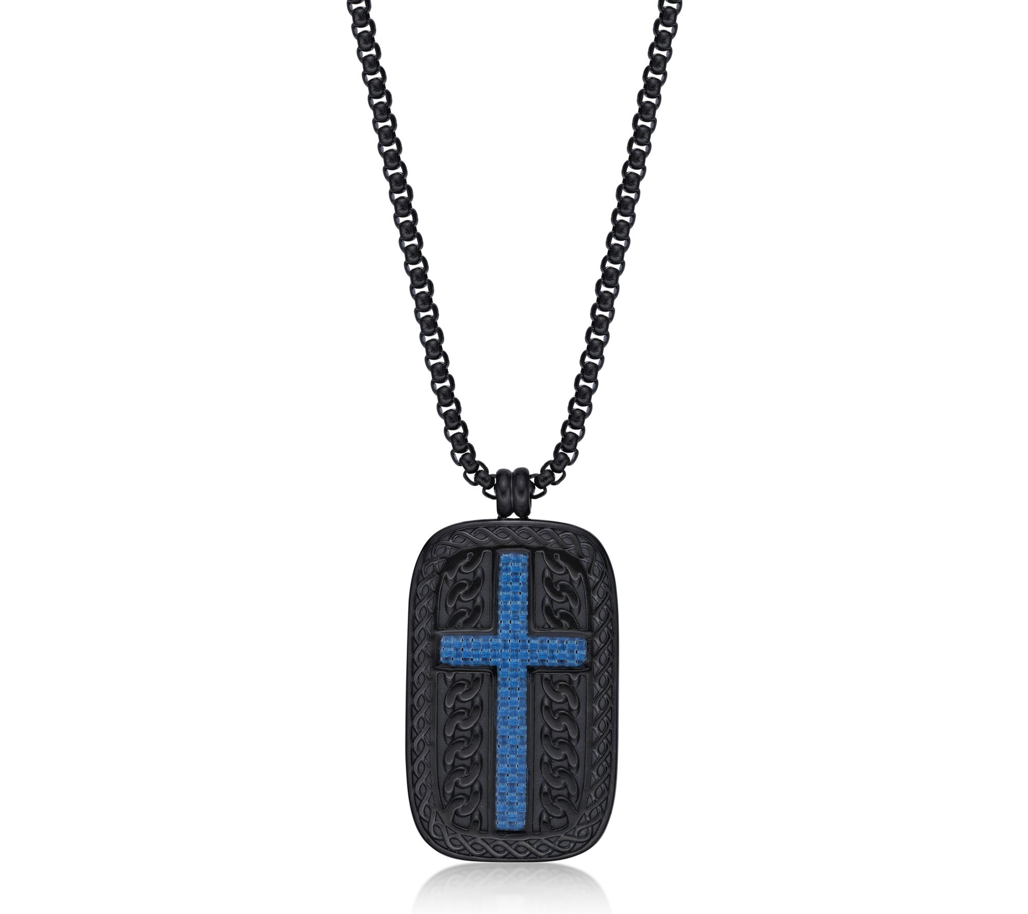 LYNX Men's Stainless Steel 2-Tone IP Dog Tag Pendant w/ Chain