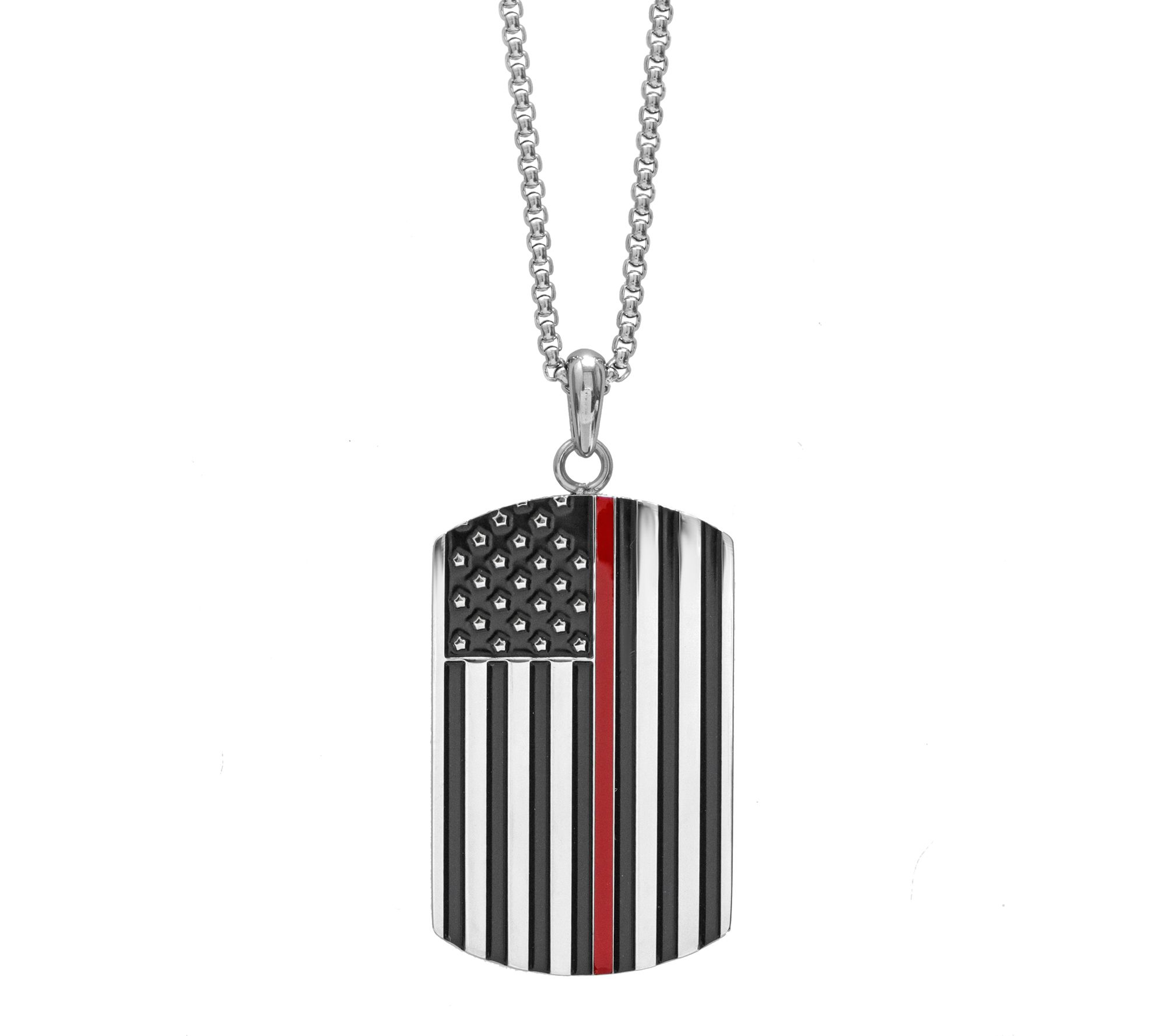 LYNX Men's Stainless Steel Firefighters Flag Dog Tag w/ Chain