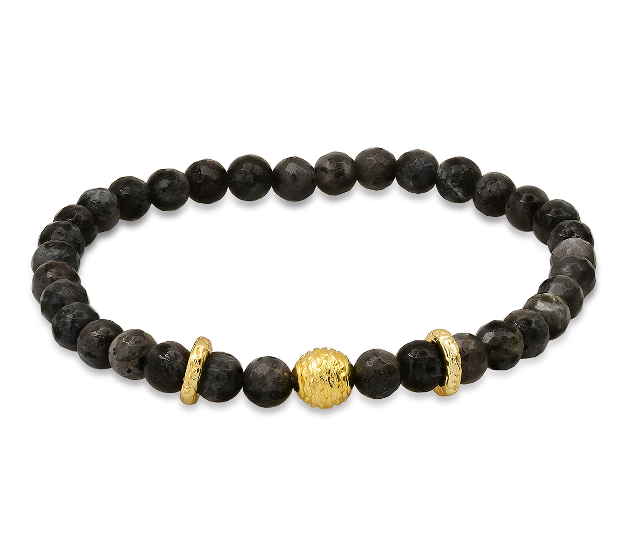 Sylver Style Men's Gray Agate Breaded Bracelet,Sterling