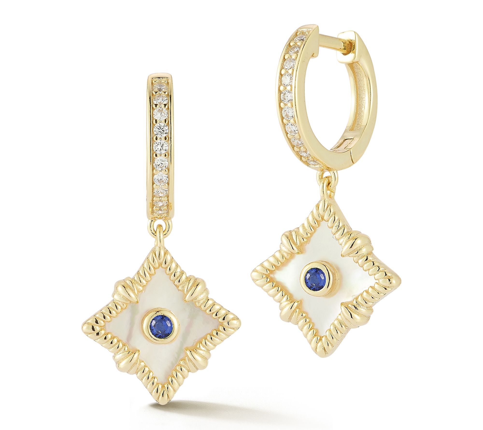 Sterlina Silver Mother of Pearl Star Charm Earrings,