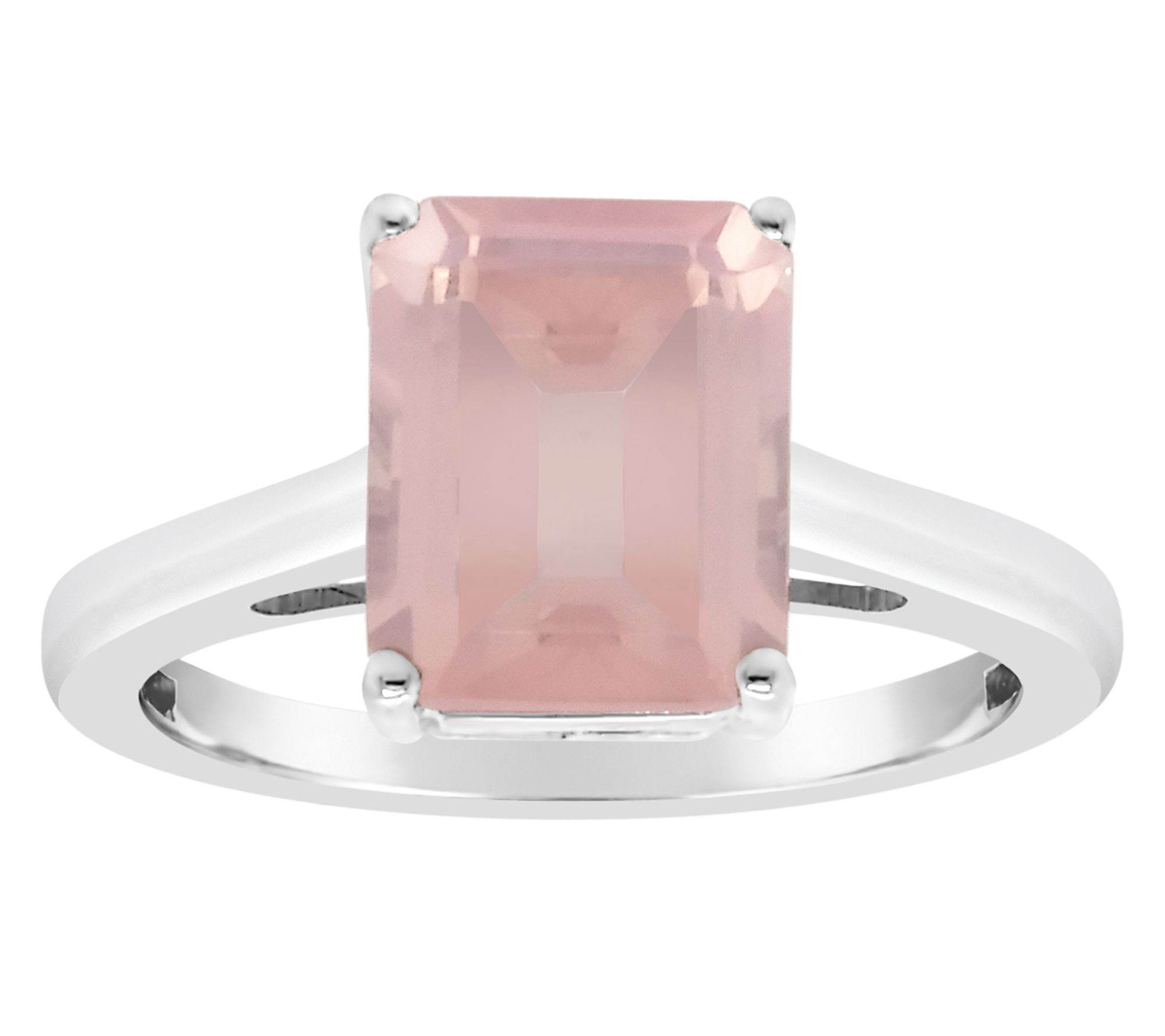 Sterling Silver Emerald-Cut Gemstone Ring