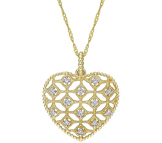 Affinity 14K 0.20 cttw Diamond Heart Pendant w/Chain