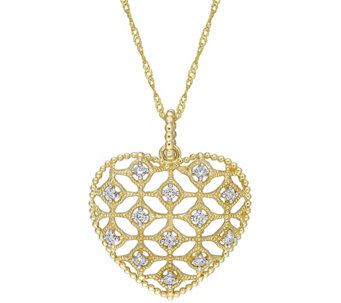 Affinity 14K 0.20 cttw Diamond Heart Pendant w/Chain - J487267
