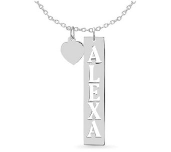 Sterling Personalized Bar Necklace with Heart Charm
