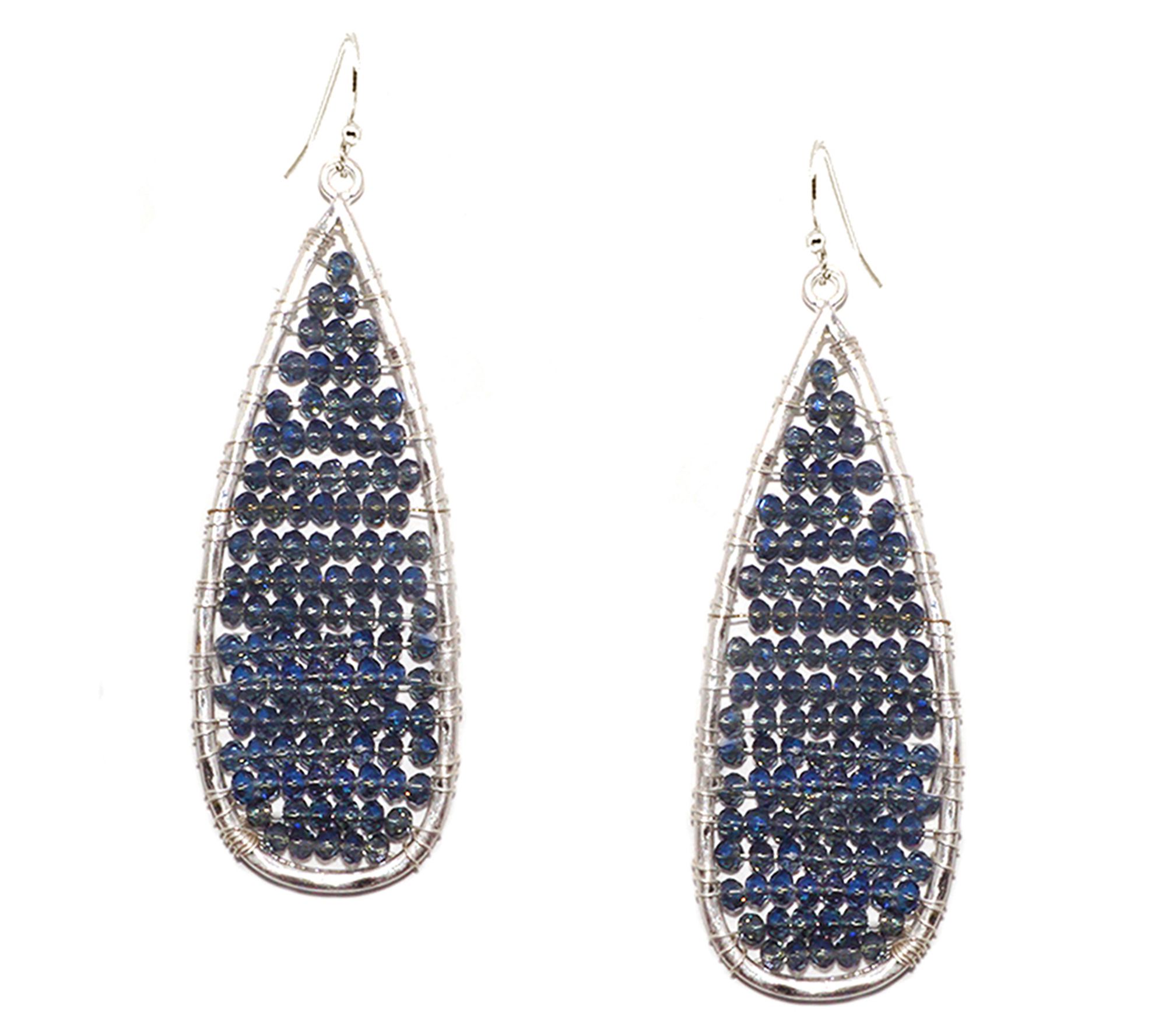 Marlyn Schiff Teardrop Crystal Bead Earrings QVC