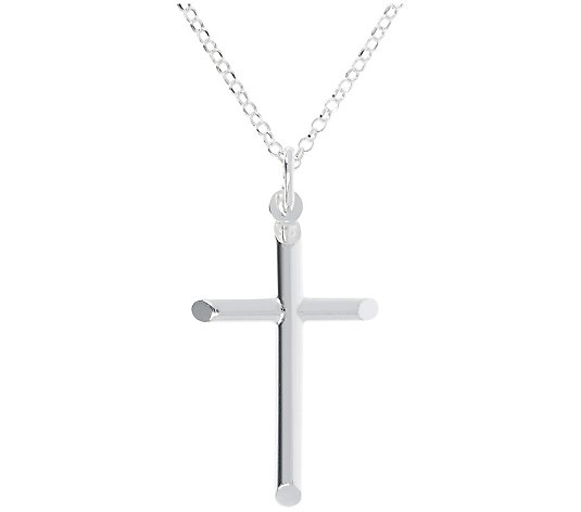 Italian Silver Cross Pendant w/ Chain - QVC.com
