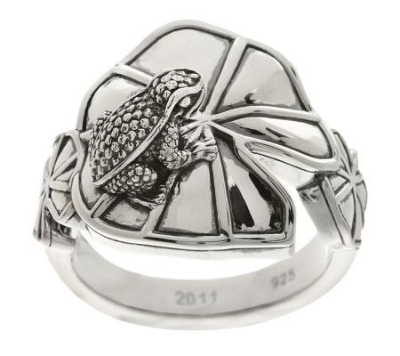 Barry Cord Sterling Toad and Lily Pad Ring - QVC.com