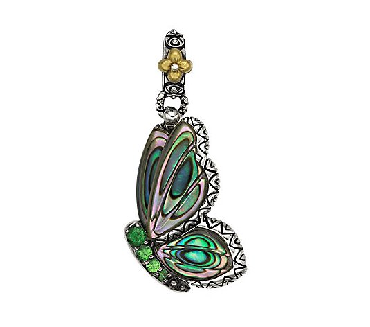 Barbara Bixby Sterling/18K Carved Abalone Butterfly Charm