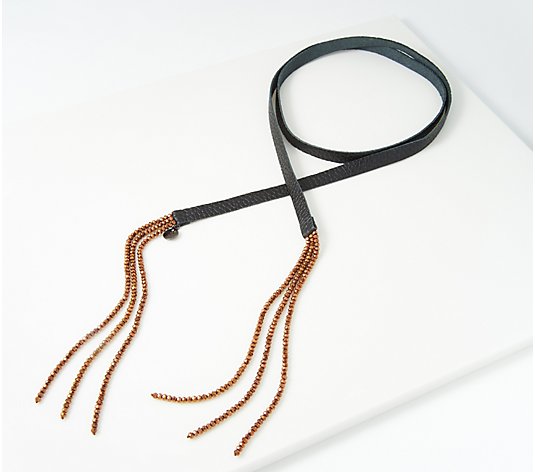 LOGO Links by Lori Goldstein Legacy Leather Necklace with Beaded Tassel