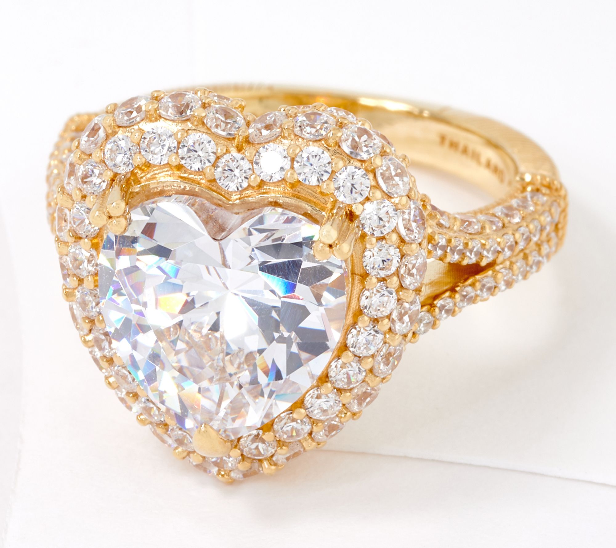 Judith Ripka Sterling Silver or 14K Clad Diamonique Heart Ring - QVC.com