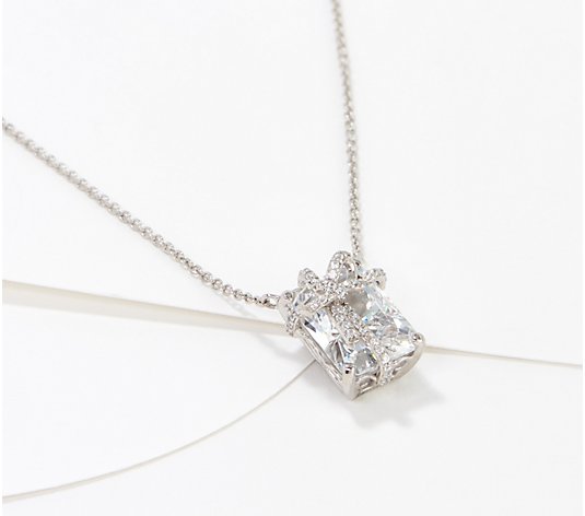 Diamonique Present Necklace, Sterling Silver