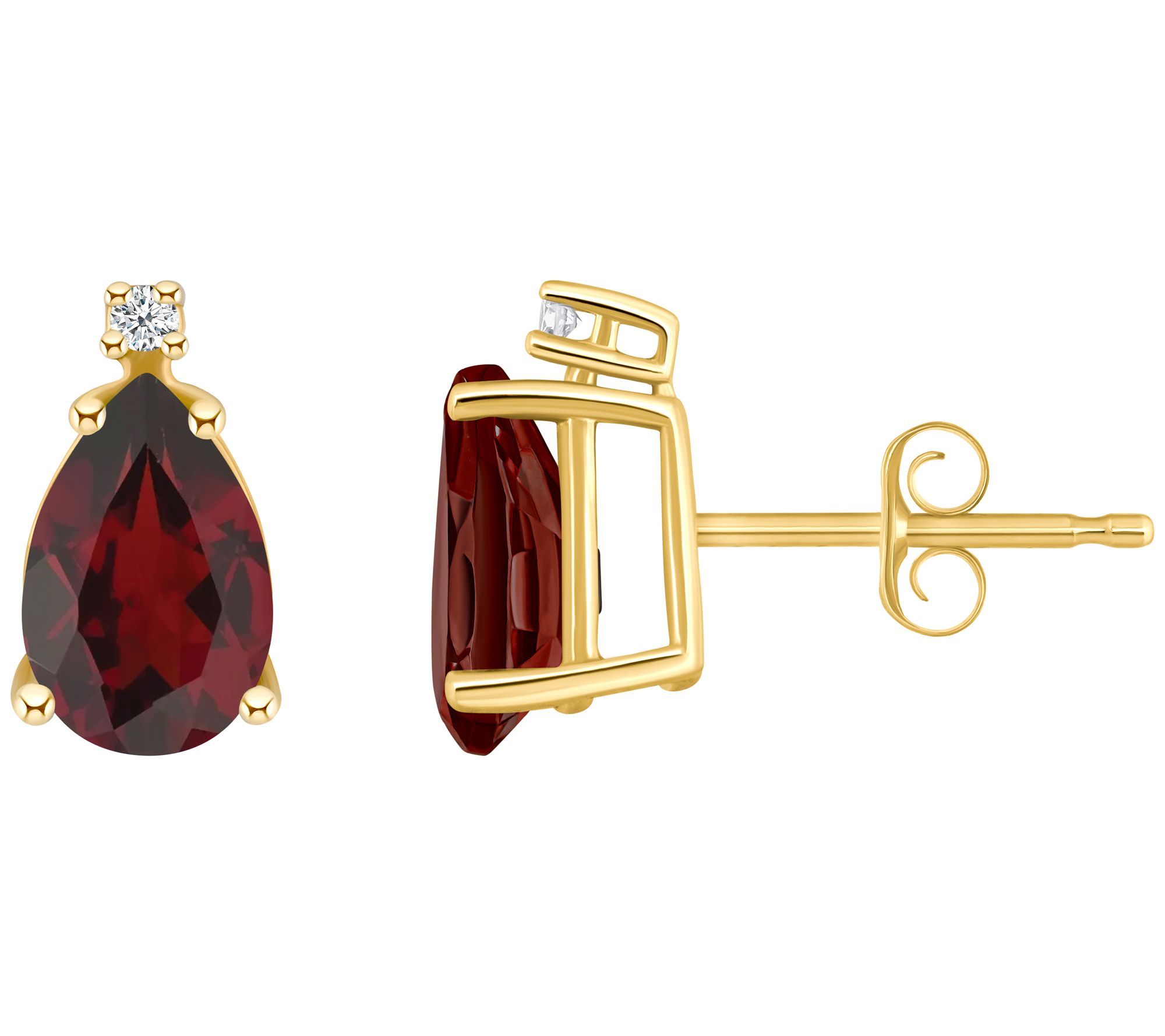 14K Gold 2.40 cttw Garnet Diamond & Accent Earr ings