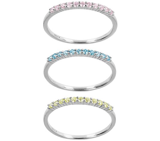 Diamonique 0.45 cttw Stackable Ring Set, Sterli ng Silver