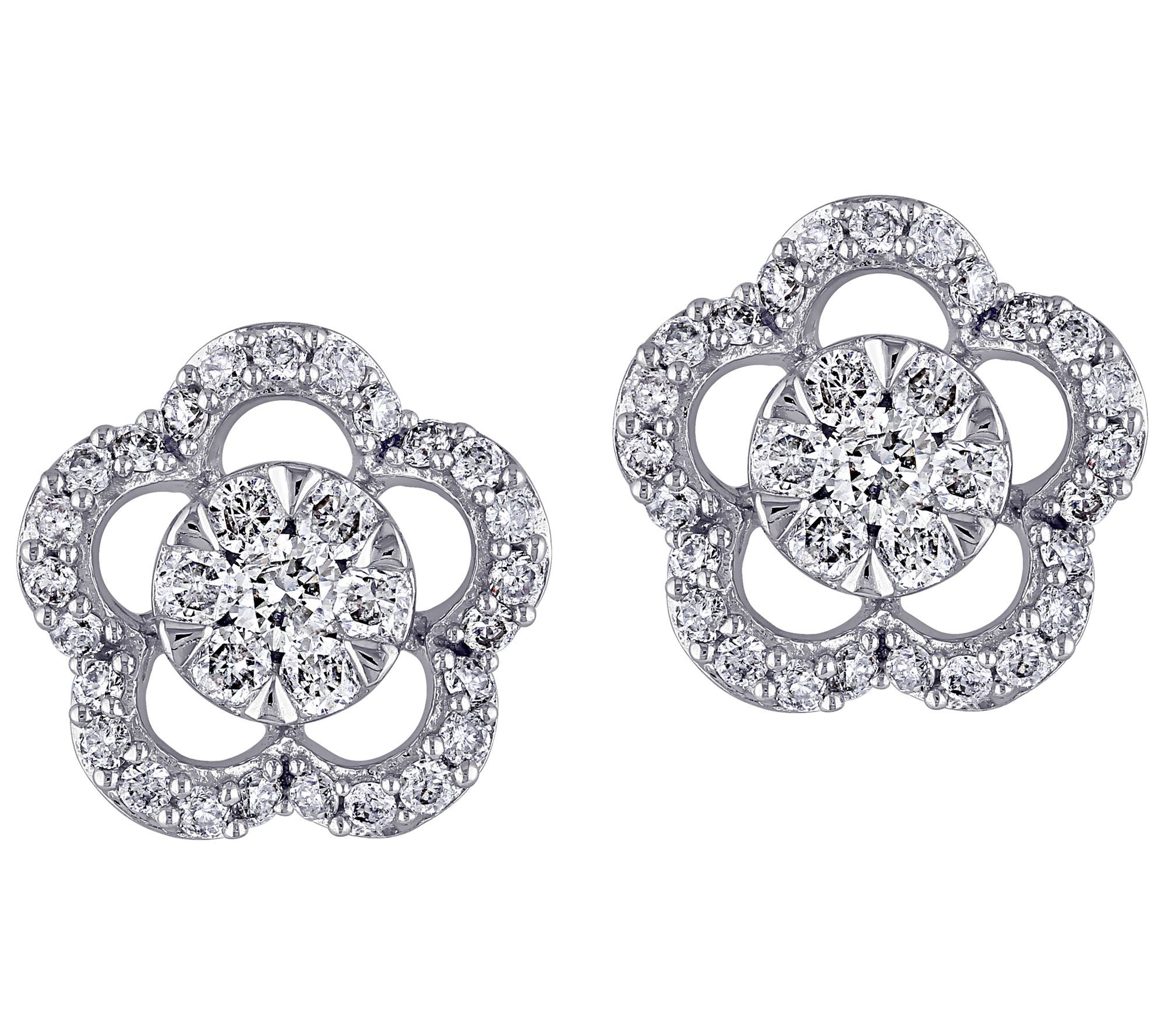 Affinity 14K 1/2 cttw Diamond Floral Stud Earrings - QVC.com