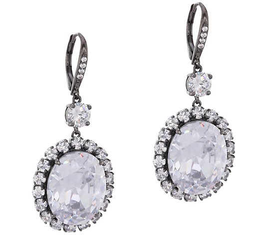Nina Jewelry Oval Halo Drop Earrings