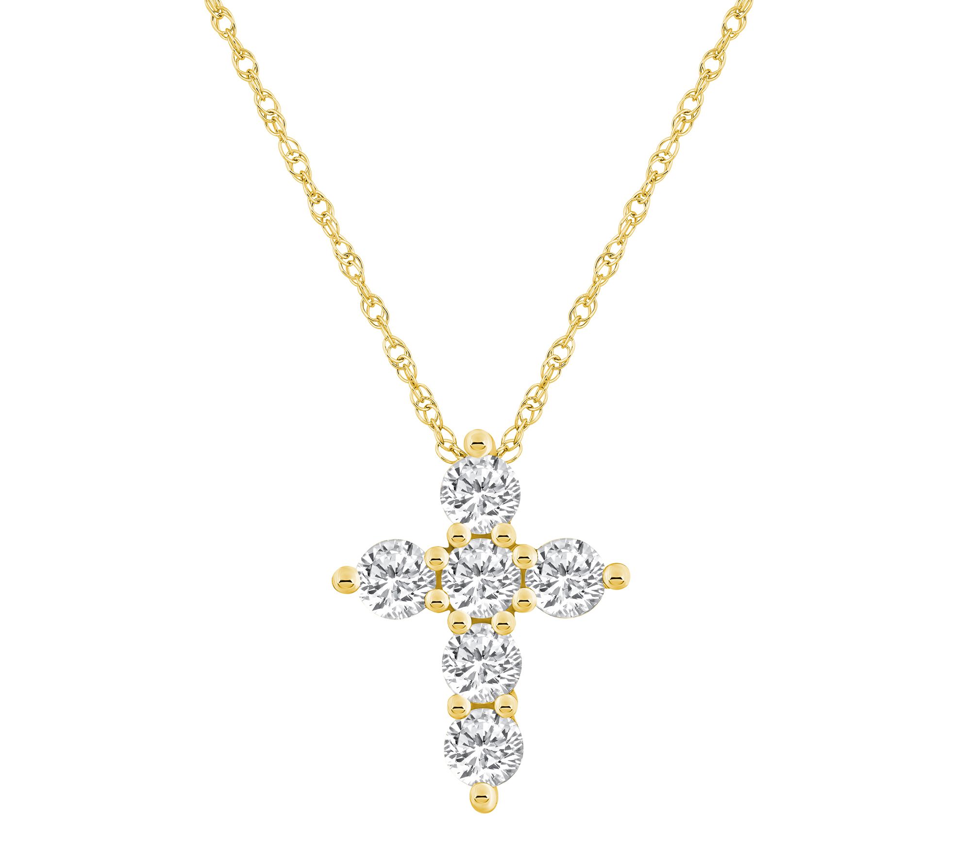 Affinity 1.50 cttw Diamond Cross Pendant w/ Chan, 14K Gold
